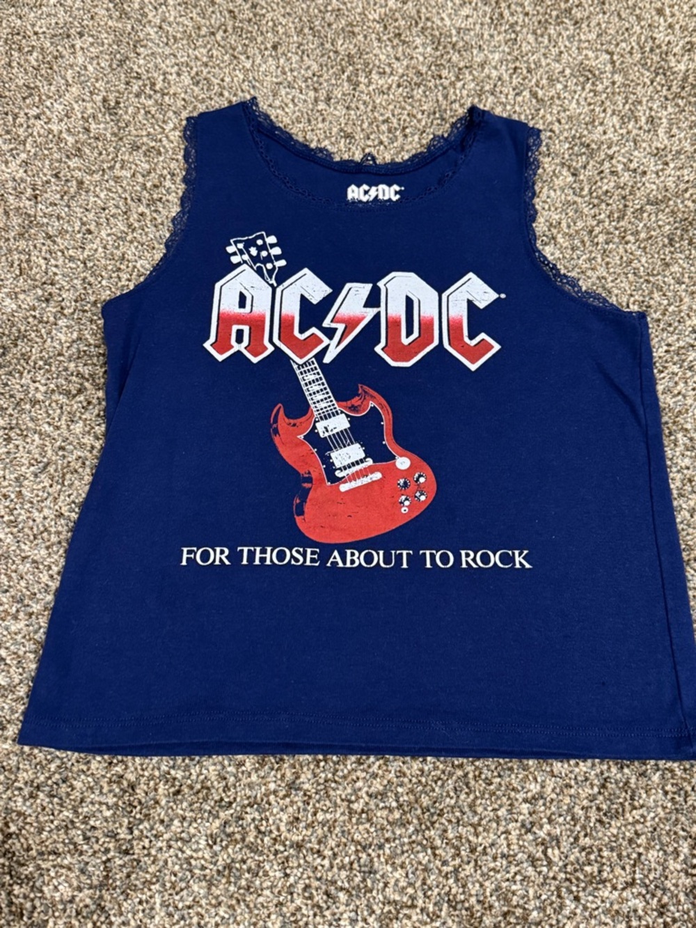 AC/DC Kids Navy Graphic Tank Top - 'For Those About to Rock' size 10/12